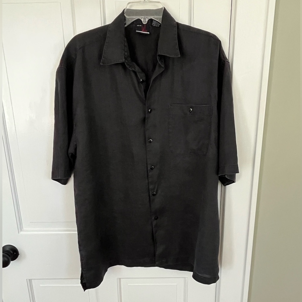 Jordan Craig 100% Linen Shirt Mens Large Black Button Up Coastal Business Casual
